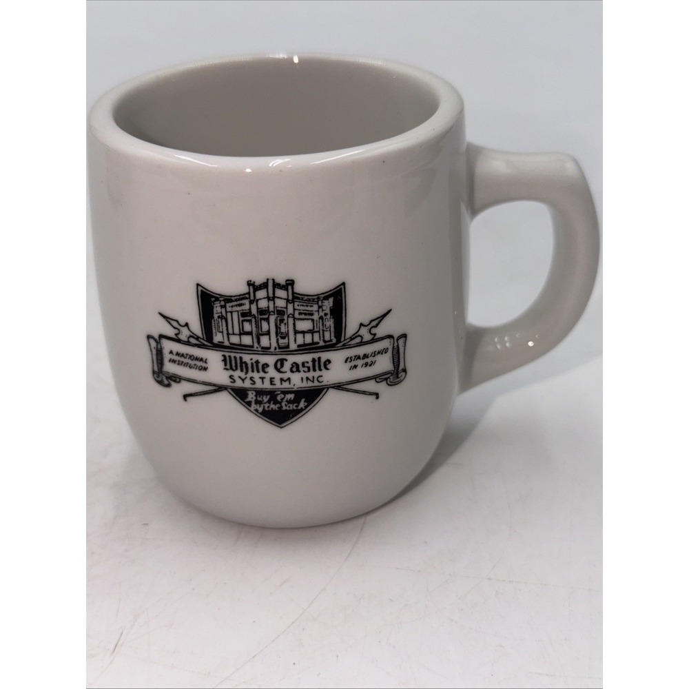 Vtg Ceramic Coffee Mug White Castle Restaurant Stoneware Ashtray Black Logo